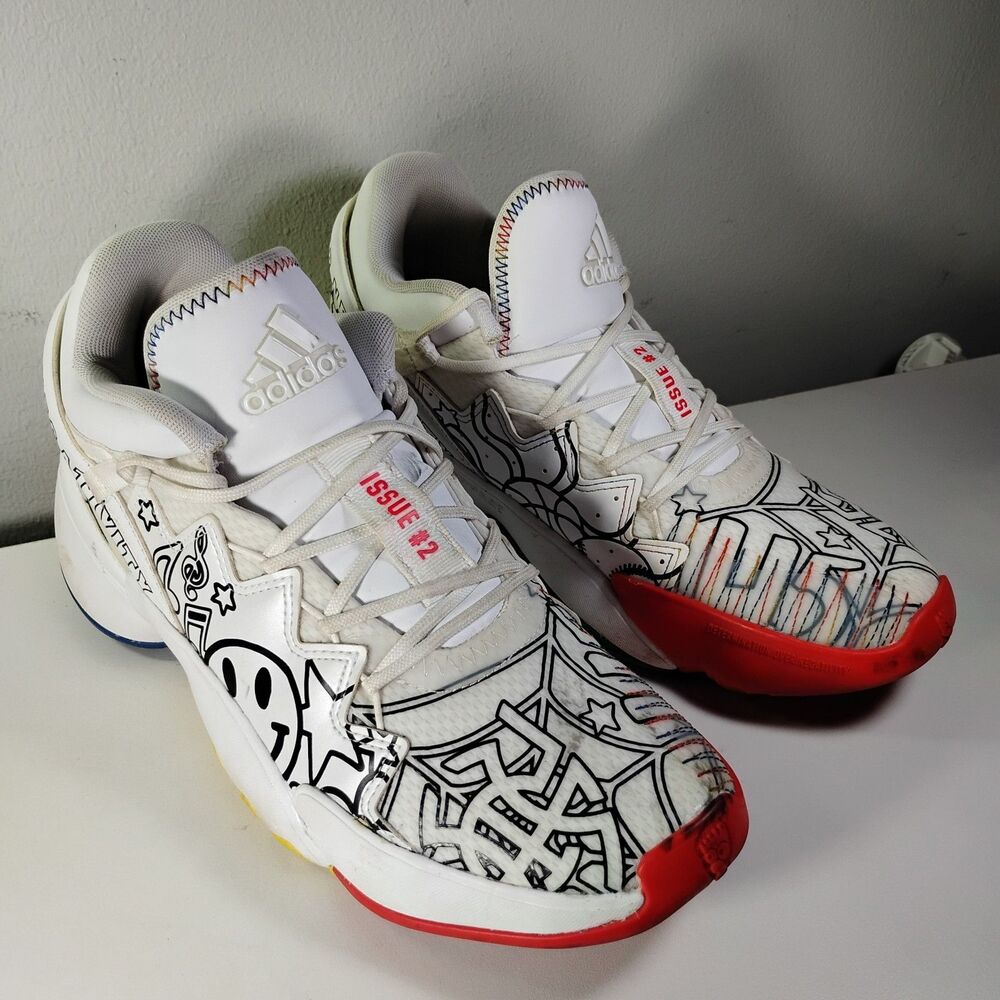 Adidas D.O.N. Issue #2 G57969 Mens US 7 White Black Athletic Basketball Shoes